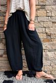 Lina Linen Blend Barrel Pant Black